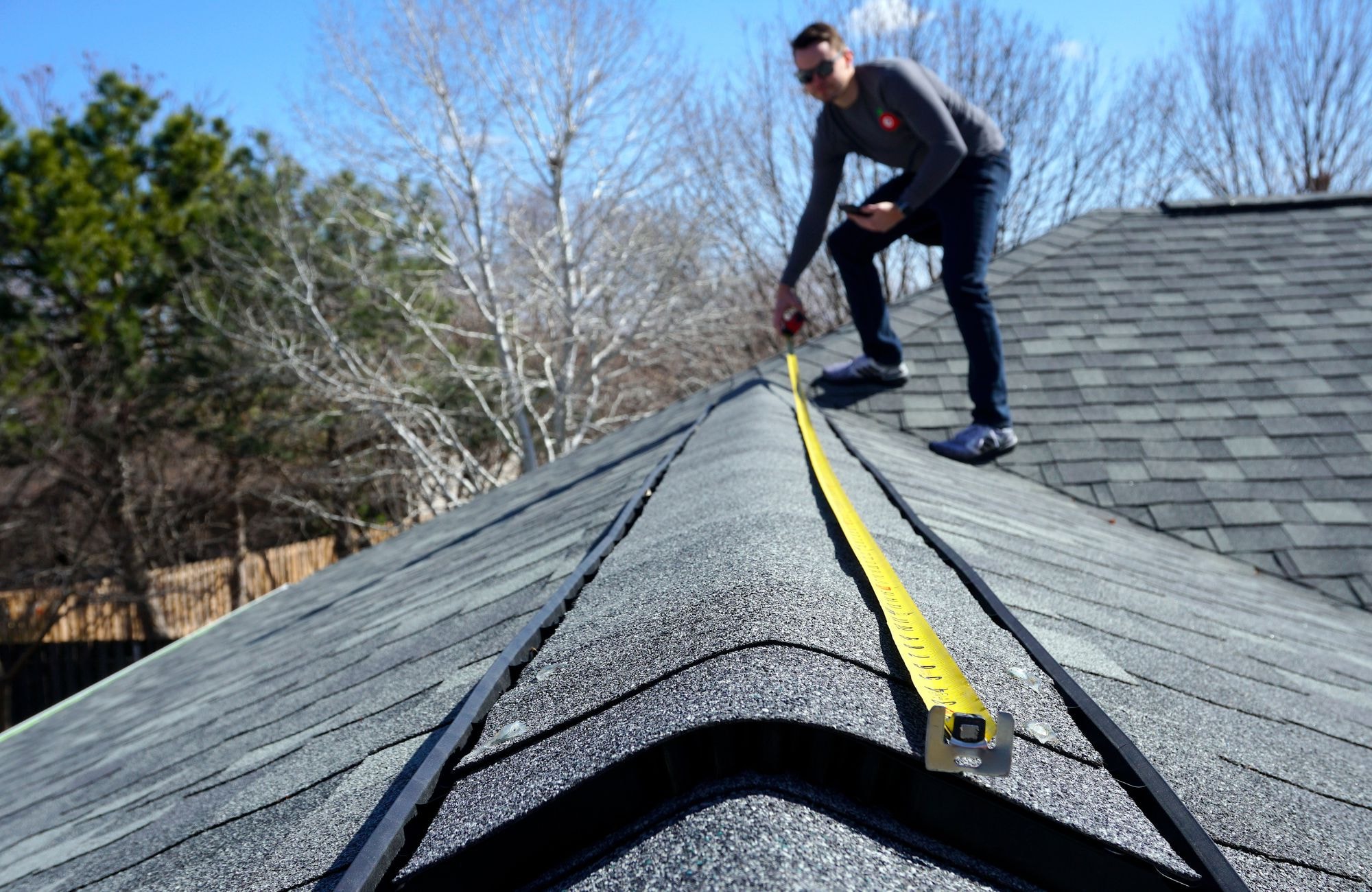 Assessing various roof components for quality and durability.